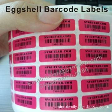Strong Adhesive Eggshell Barcode Labels For Asset Id Tracing,one Time Use Destructible Bar Code Sticker 